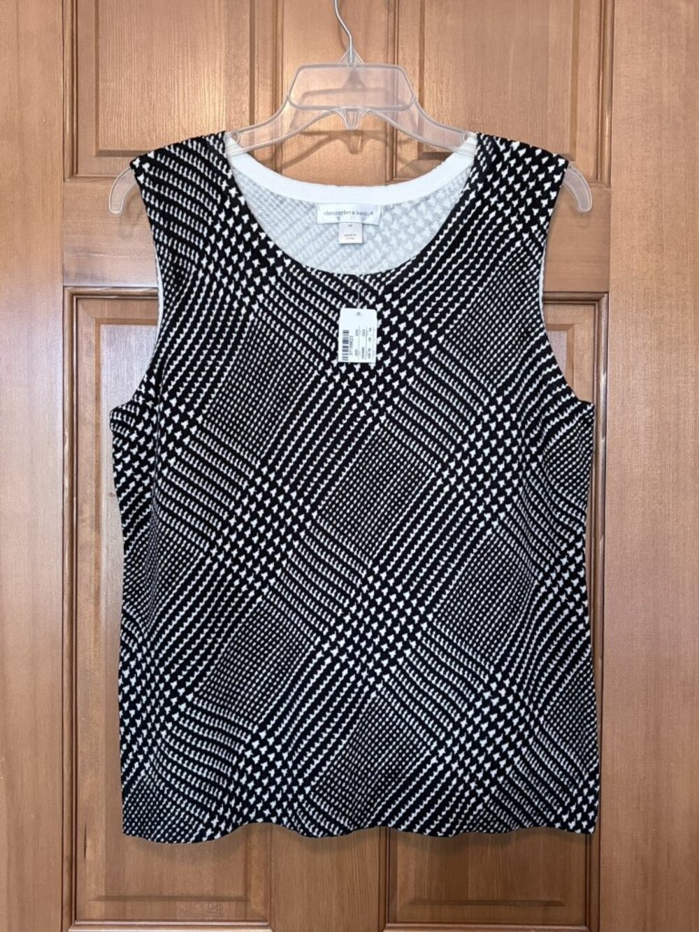 Christopher & Banks Black and White Houndstooth Sleeveless Knit Top Medium NWT